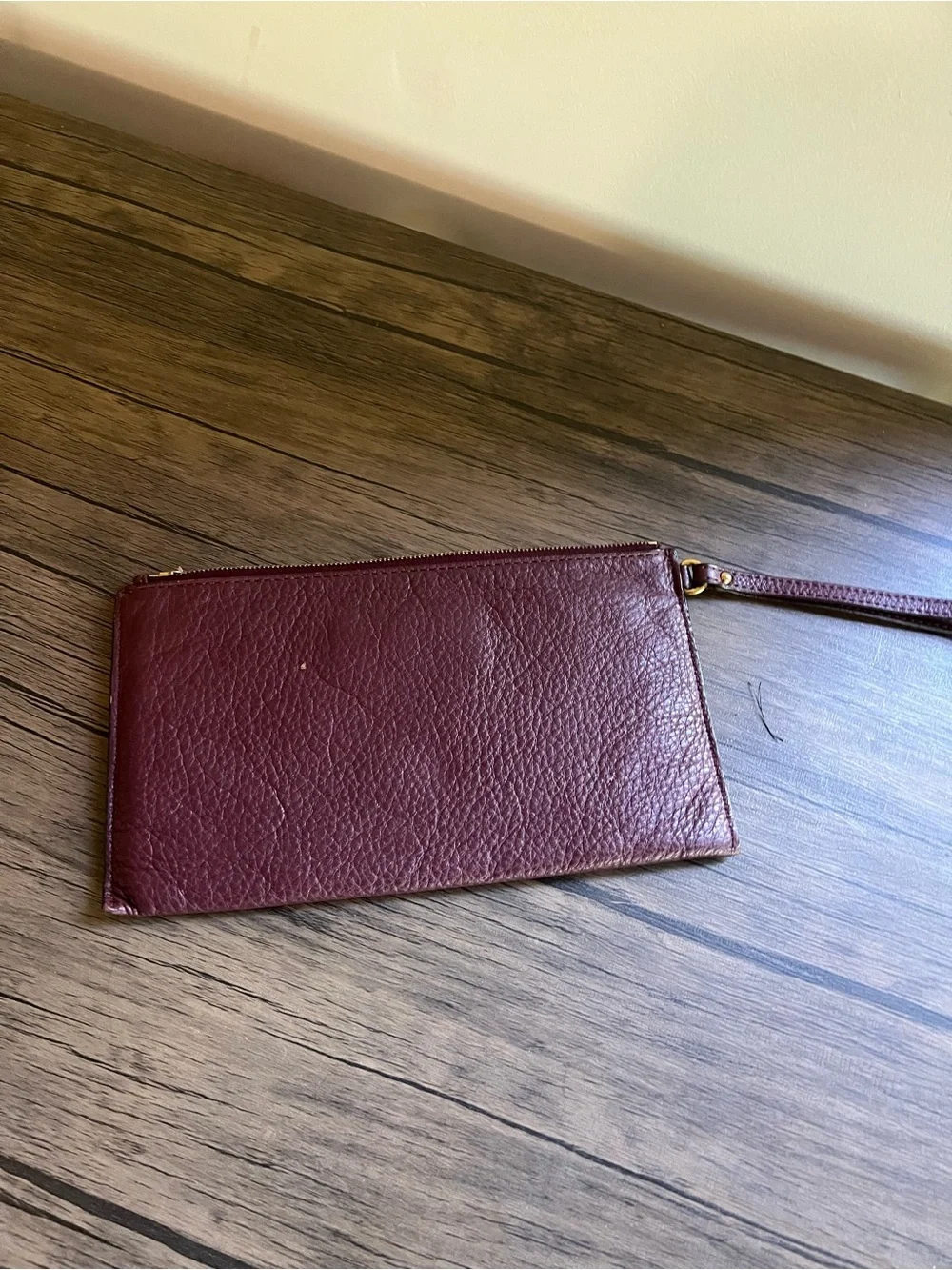 Michael Kors Maroon Pebbled Leather Wristlet with Gold Logo